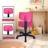 FurnitureR Kids Desk Chair Armless Cute Kids Office Chair, Plastic Low Back Rolling Home Office Chair with Cushion Seat Adjustable Swivel Chair, Pink - 4 of 4