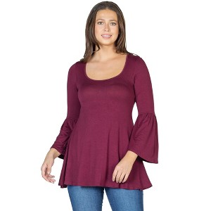 Womens Long Bell Sleeve Flared Tunic Top - 24seven Comfort Apparel™ - 1 of 4