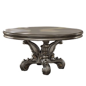 60" Versailles Dining Table Antique Platinum Finish - Acme Furniture: Elegant Pedestal Base, Seats Six, Wood Surface - 1 of 4