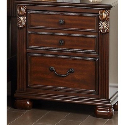 Vynxaria Bedroom Furniture Traditional Look Unique Wooden Nightstand Drawers Bed Side Table Cherry