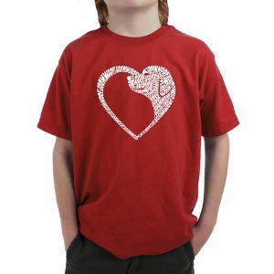 LA Pop Art Dog Heart - Boy's Word Art T-Shirt Red Small - 1 of 4