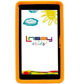 LINSAY 7'' KIDS 64GB Storage Android 13 BUNDLE with Kids Orange Defender Case