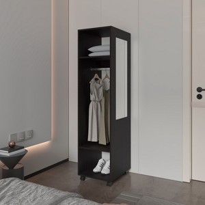 Kumasinova Wardrobe Closet,Bedroom Armoires with Mirror and Wheels,Open Storage,Wardrobe for Small Bedrooms,Dressing Room,Entryway,Tight Spaces - 1 of 4