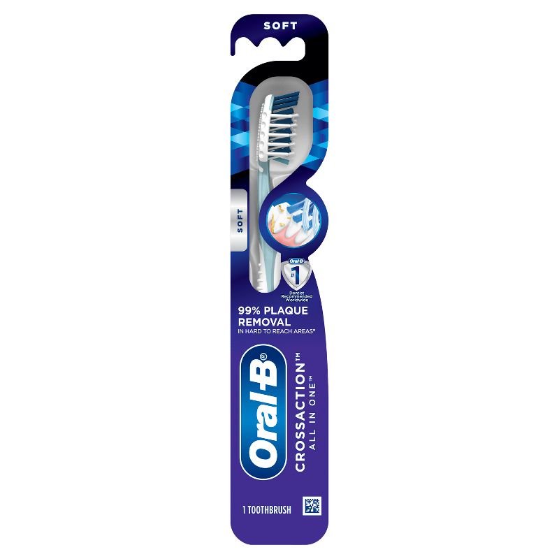 Oral-B Cross Action All In One Manual Toothbrush, Soft, 1 of 12