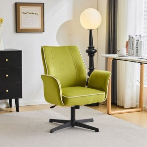 Karl Home | 28.5 inch White Velvet Dovetail Swivel Office Chair - 1 of 4