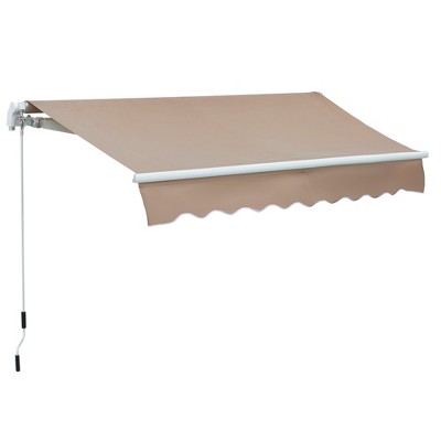 Outsunny 8' X 7' Patio Retractable Awning, Manual Exterior Sun Shade ...