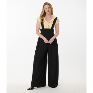 Unique Vintage Women's Wide Leg Rochelle Suspender Pants - 1 of 4