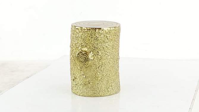 Contemporary Metal Wood Stump Stool Gold - Olivia &#38; May, 2 of 8, play video
