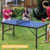 Table Tennis Set, Ping Pong Table Portable - 60x26 Inch with Demountable Net, 2 Paddles, 3 Balls, Waterproof Tabletop for Indoor Outdoor, Blue - 4 of 4