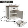 Nightstand with Charging Station & Adjustable Shelf, Side Table End Table, White Oak & brown - 2 of 4