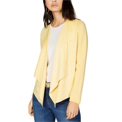 I.N.C International Concepts Womens Moleskin Cardigan Sweater, Yellow, Small