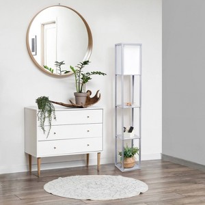 Creekwood Home Classix 62.5" Contemporary 3-Tier Storage and Display Floor Lamp with Linen Shade - 1 of 4