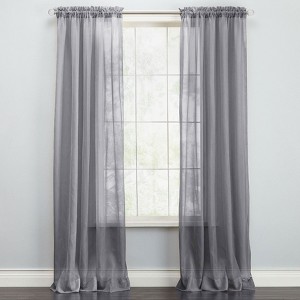 BrylaneHome BH Studio Sheer Voile Rod-Pocket Panel Pair - 1 of 4