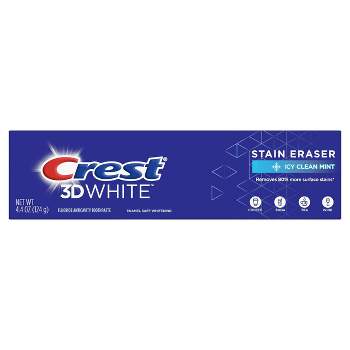 Crest 3D White Stain Eraser Teeth Whitening Toothpaste, Icy Clean Mint - 3.8 oz