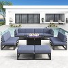 LayinSun 11-Piece Large Outdoor Modular L-Shaped Sectional Set with Propane Fire Pit Table - 3 of 4