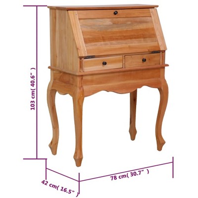 Secretary Desk Natural Solid mahogany wood Compact Secretary Desk