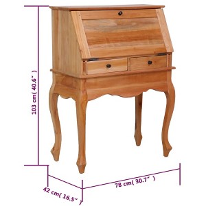 Secretary Desk Natural Solid mahogany wood Compact Secretary Desk - 1 of 4