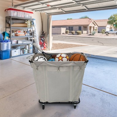 Black Canvas and Steel Frame Hamper with Wheels