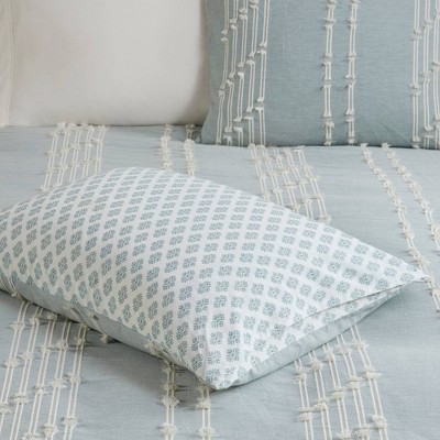 Aqua Cotton Jacquard King/California King Duvet Cover Set