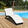 Outsunny Patio Foldable Wicker Chaise Lounge, PE Rattan Outdoor Lounge Chair, Bed with Cushion for Garden, Backyard, Lawn, Beige - 3 of 4