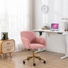 Office Chair With Wheels, Chromium Plated Base, Gold Metal Legs 360° Swivel Vanity Chair, Adjustable Height Wool Chairs - 2 of 4