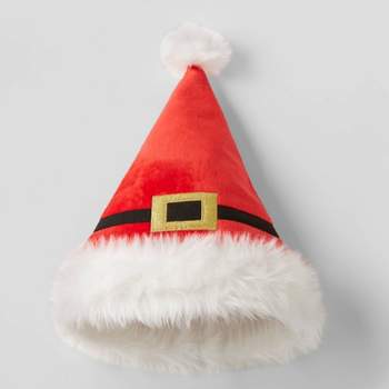 Velveteen Santa Christmas Hat with Buckle and Plush Trim - Wondershop™