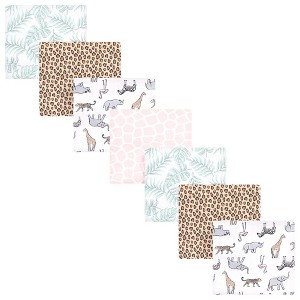 Hudson Baby Infant Girl Cotton Flannel Receiving Blankets Bundle, Modern Pink Safari, One Size - 1 of 2