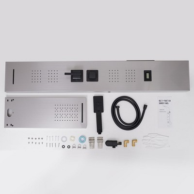Black Nickel LED Rainfall Shower Panel with Body Jets
