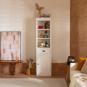 VYNXARIA 75" Tall Display Shelf with Cabinet, Retro Style cabinet for Hallways Living Room, Kitchen, Home, Studio or Workspace£¬White - 1 of 4