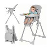 High Chair for Babies and Toddlers, Foldable Baby Feeding Chair with Adjustable Height Backrest & Footrest, Removable Tray & Invisible Wheels - 2 of 4