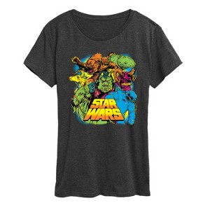 Women's - Star Wars - Neon Alien Creatures Short Sleeve Graphic T-Shirt - 1 of 4