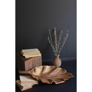 Wooden Teak Leaf Tray – 3 Inch Hand Carved Transitional Accent By Kalalou - 1 of 3
