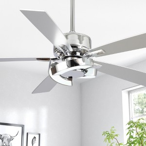 Parrot Uncle 52" Modern Chrome LED Ceiling Fan with Light and Remote Control - 1 of 4