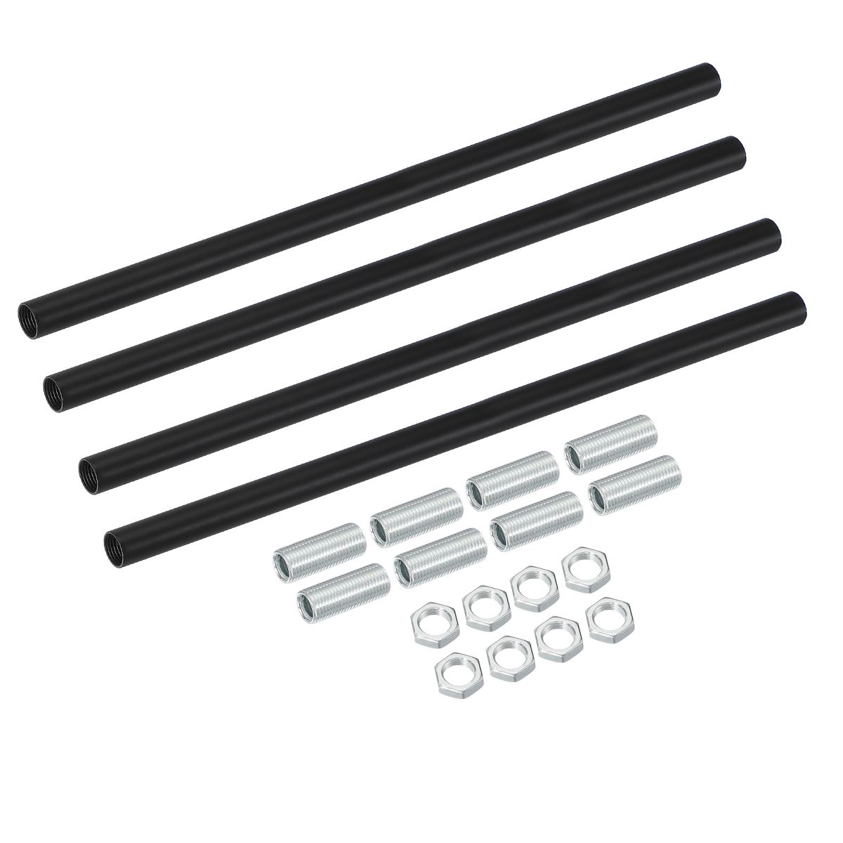 Unique Bargains Indoor Electroplated Iron Threaded Extension Rod Lighting Fixture Downrods Black M10 x 11" 4 Sets