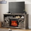 60" Farmhouse Fireplace TV Stand for TVs up to 65", 23" Electric Fireplace with Sliding Barn Door & Storage - 2 of 4
