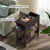 ORRD Flip Top End Table with Drawer, 2-Tier Narrow Side Table Nightstand for Small Spaces, Living Room & Bedroom Storage，Black - 3 of 4