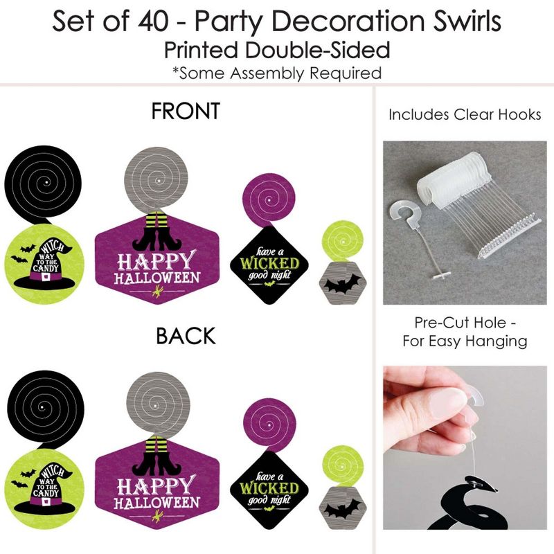 Big Dot of Happiness Happy Halloween - Witch Party Hanging Decor - Party Decoration Swirls - Set of 40, 5 of 8