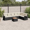 vidaXL 8 Piece Patio Sofa Set with Cushions Black and Cream Poly Rattan - 2 of 4