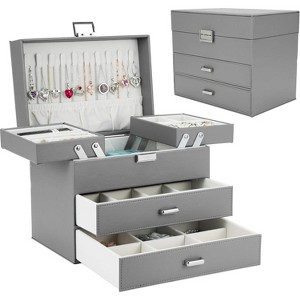 PU Leather Jewelry Organizer Box in Champagne, Gift for Valentine's Day, Birthday, Mother's Day, Christmas - 1 of 4