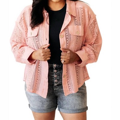 Women's Sweeter Than Nectar Lace Button Down - VERY J