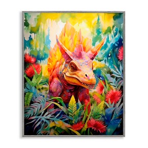 Stupell Industries Colorful Dinosaur in Jungle Framed Giclee Art - 1 of 4