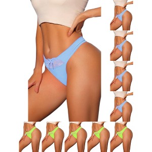 INSPIRE CHIC Women's Low-Waisted Smooth Elastic Solid Thongs 10 Packs - 1 of 4