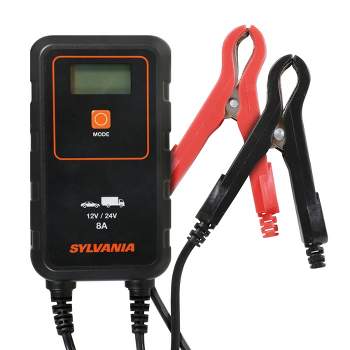 SYLVANIA - Smart Charger - Heavy-Duty, Portable Car Battery Charger - Use as Battery Maintainer & Charger - 12V or 24V Voltage Output - 8 AMP
