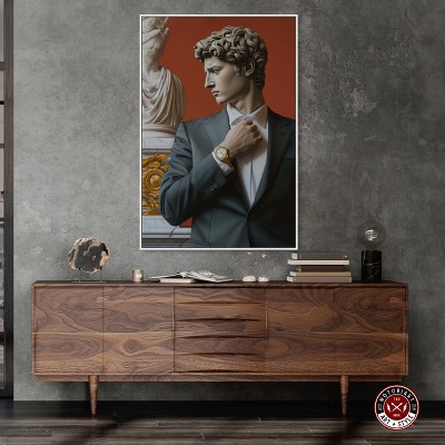 Elegant Mixed Media Canvas Art with White Frame