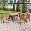Christopher Knight Home Caitlyn Rustic 7 Piece Patio Acacia Wood Dining Set with Cushions - 2 of 4