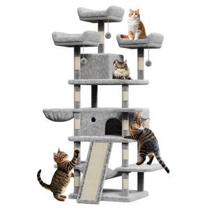 68.5 Inch Multi-Level Cat Tree, Plush Cat Tower with Condo/Sisal Scratching Posts - 1 of 4
