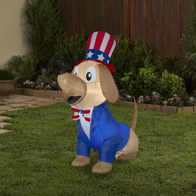 Gemmy Airblown Inflatable Patriotic Pooch, 5 ft Tall, Blue, 2 of 6