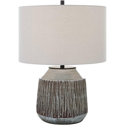 Uttermost Neolithic Blue Gray Crackle Ceramic Accent Table Lamp