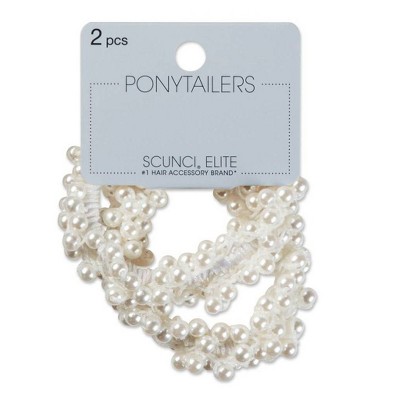 scünci Elite Pearl Embellished Elastic Ponytailer Hair Tie Set - All Hair - 2pcs