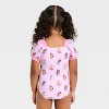 Toddler Girls' Disney Princess Puff Sleeve One Piece Swimsuit - Light Pink - 2 of 3